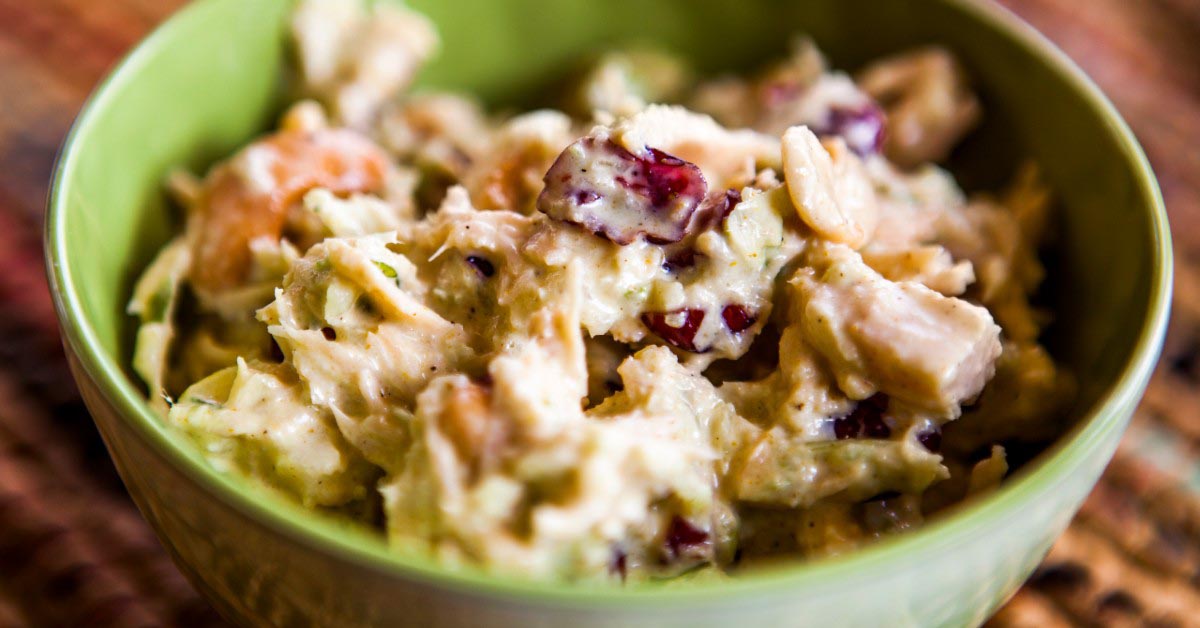 Chicken curry salad in a bowl