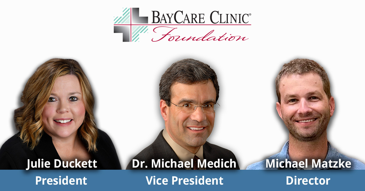 New BayCare Clinic Foundation officers: President Julie Duckett, Vice President Dr. Michael Medich, Director Michael Matzke